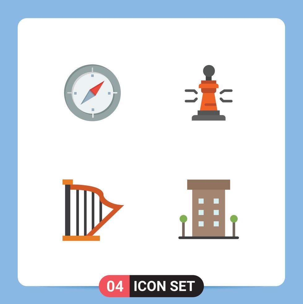 Pictogram Set of 4 Simple Flat Icons of navigation audio gps player instrument Editable Vector Design Elements