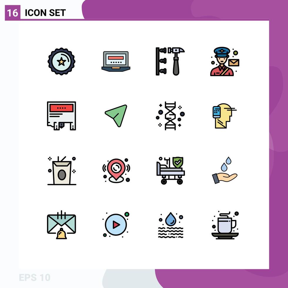 16 Universal Flat Color Filled Line Signs Symbols of ad post screw man avatar Editable Creative Vector Design Elements