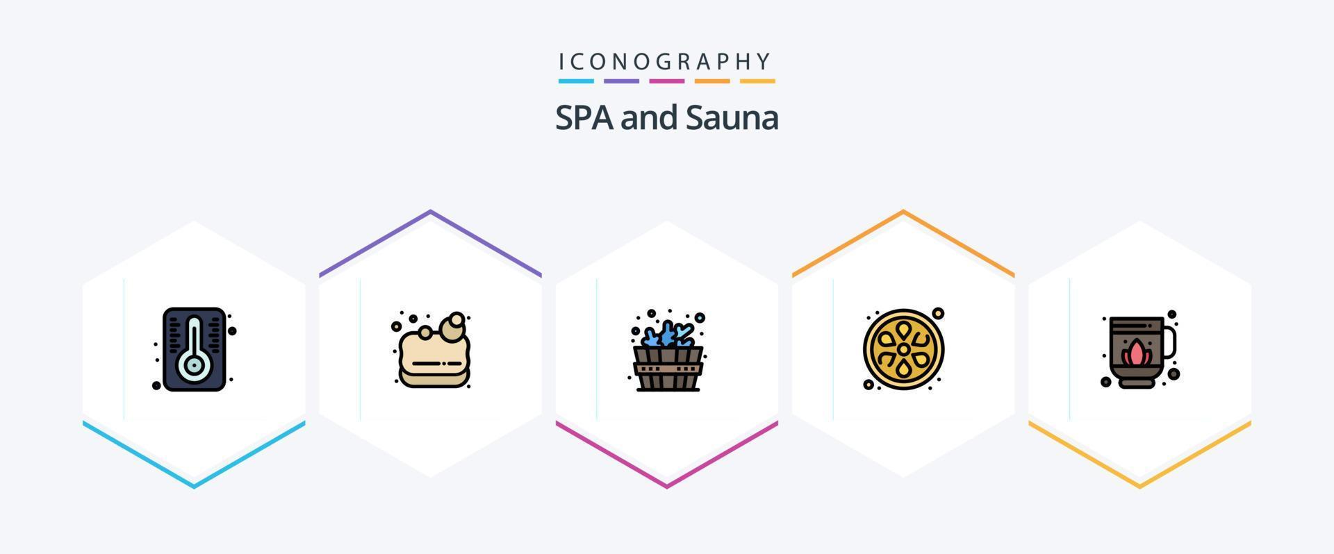 Sauna 25 paquete de iconos de línea completa que incluye. . spa. loto. punta vector