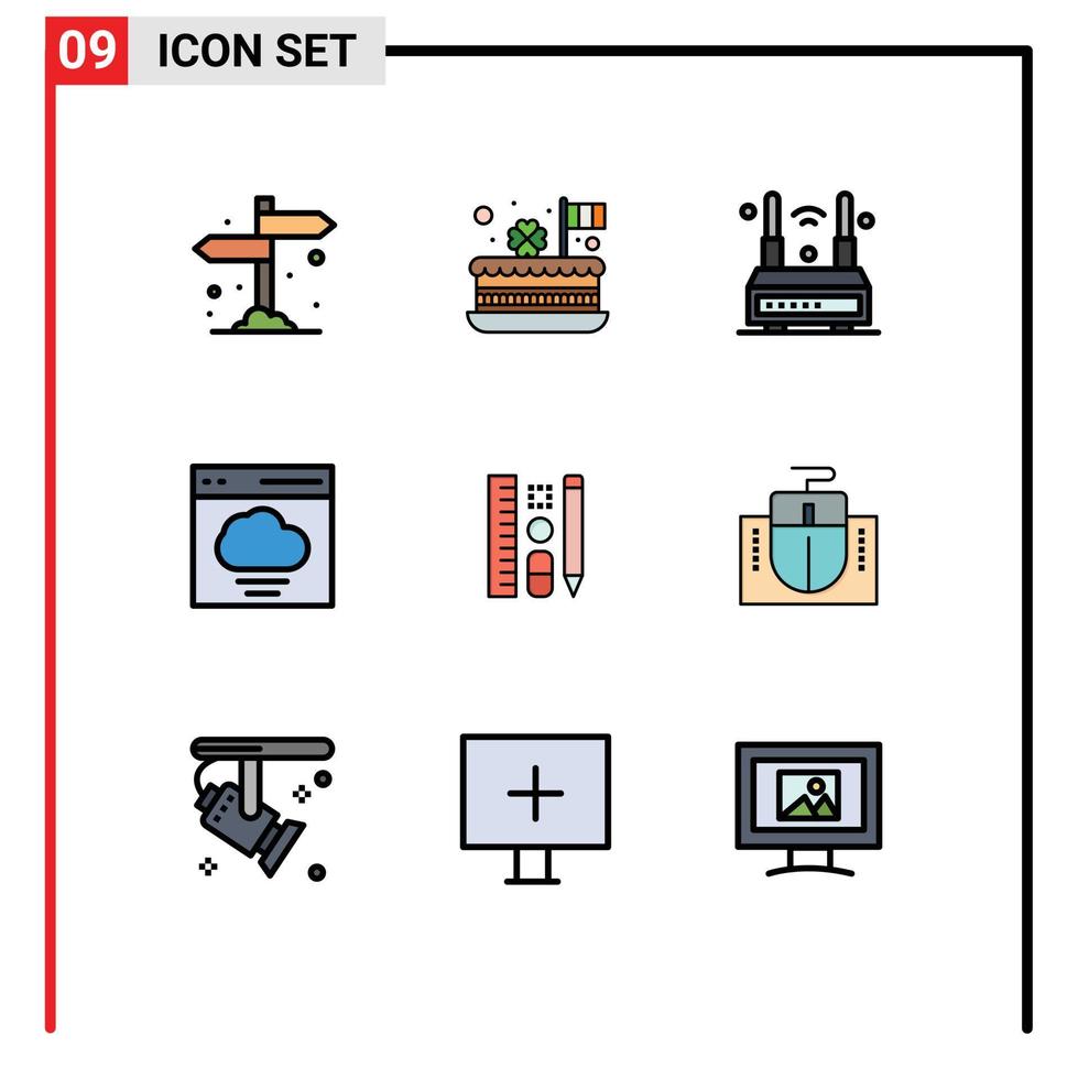 9 Thematic Vector Filledline Flat Colors and Editable Symbols of user communication patrick cloud wifi Editable Vector Design Elements