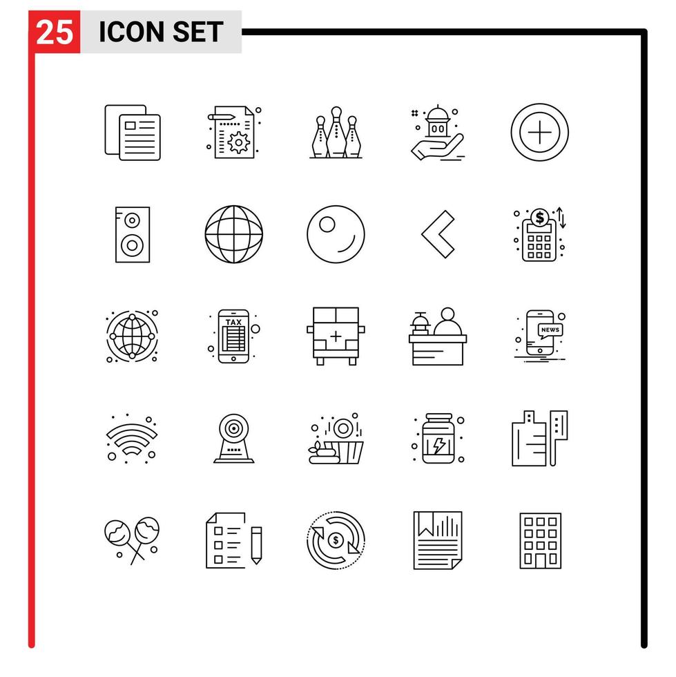 Modern Set of 25 Lines and symbols such as finance help bowling charity sport Editable Vector Design Elements
