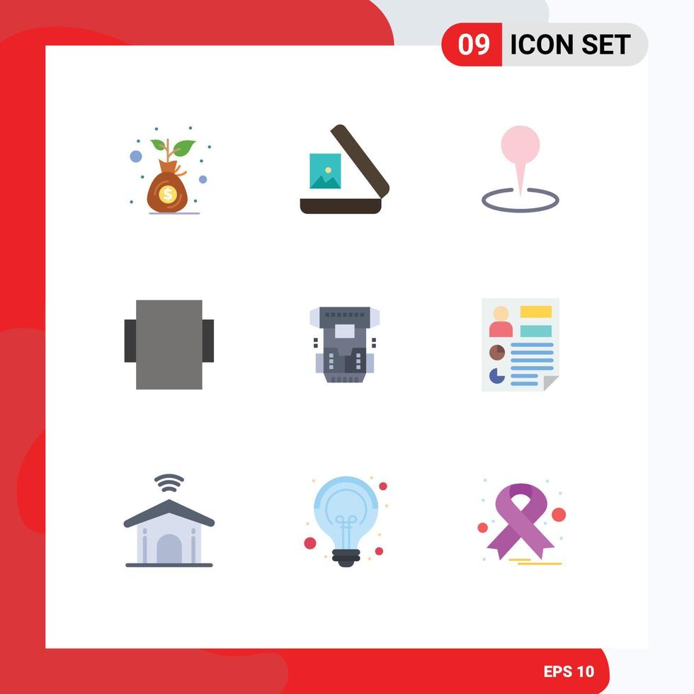 Pictogram Set of 9 Simple Flat Colors of cryotherapy cryogenic map chamber rotate Editable Vector Design Elements