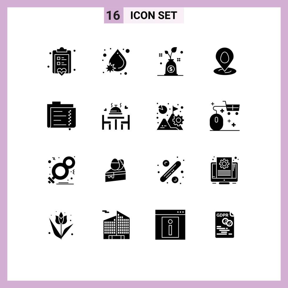 16 Solid Glyph concept for Websites Mobile and Apps document archive budget easter pin Editable Vector Design Elements