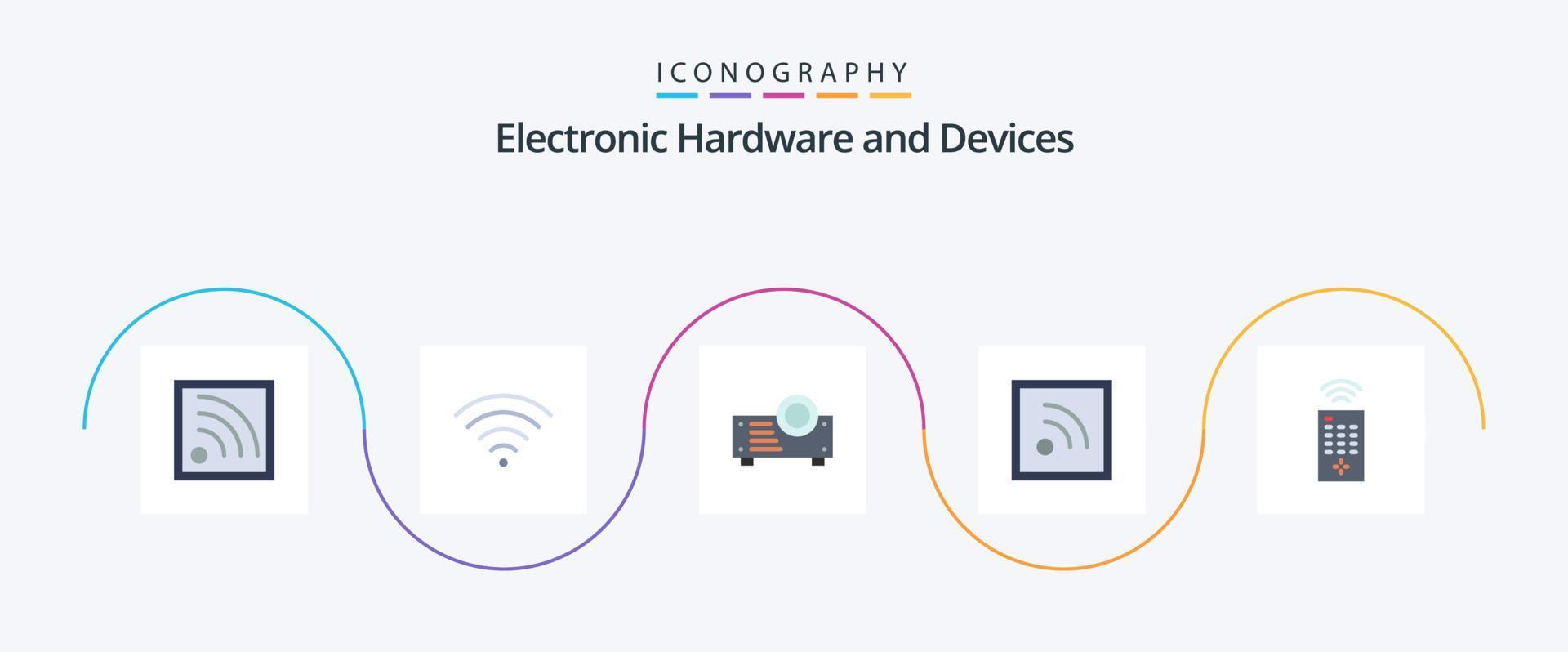 paquete de iconos flat 5 de dispositivos que incluye . rss. vector