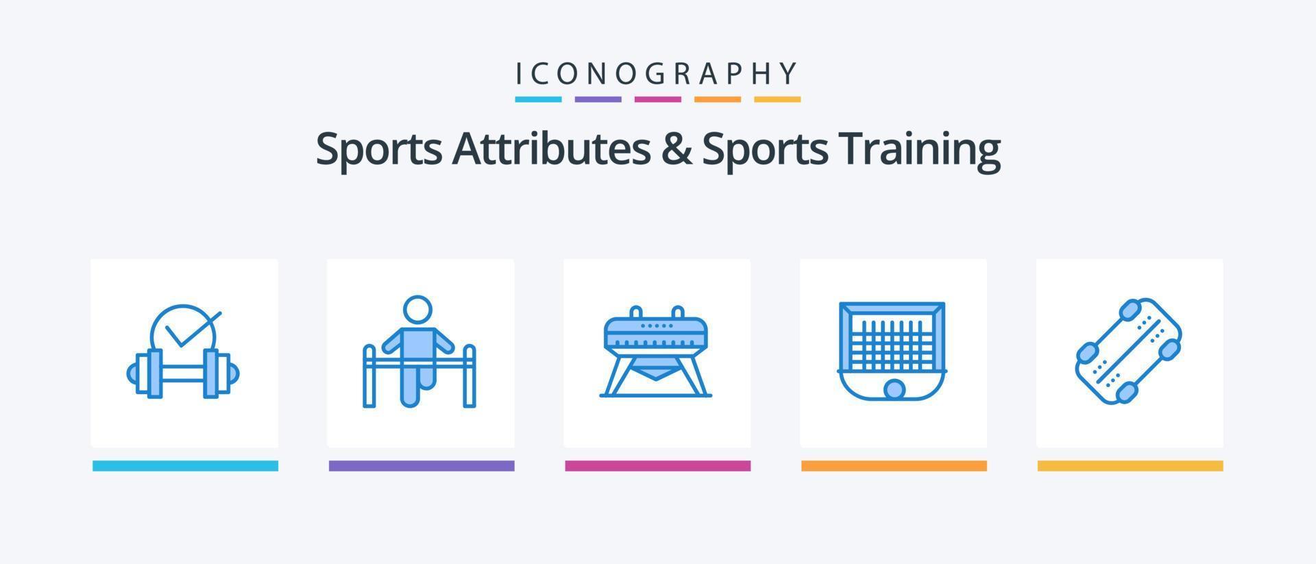 Sports Atributes And Sports Training Blue 5 Icon Pack Including skate. net. man. goalpost. ball. Creative Icons Design vector