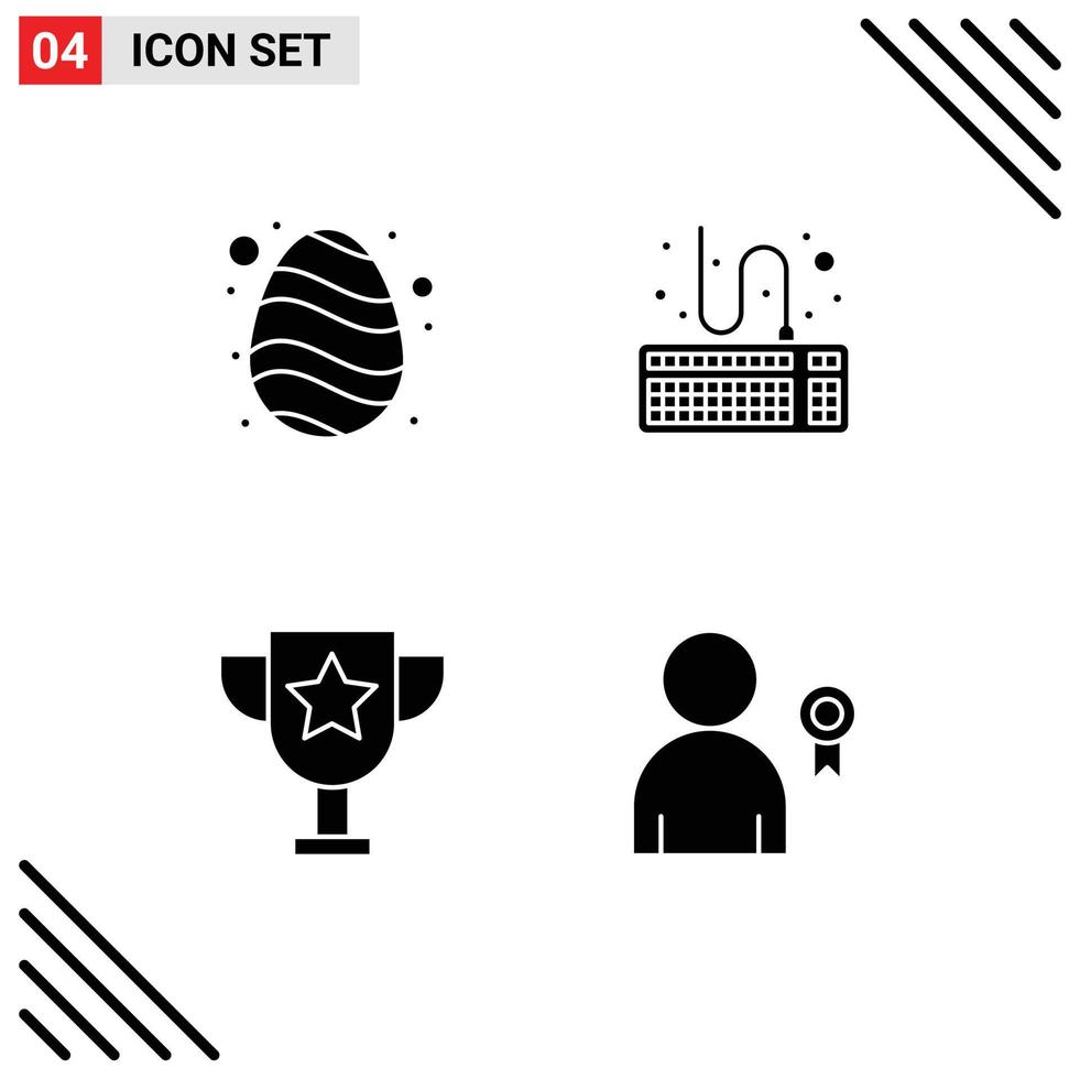 4 Universal Solid Glyph Signs Symbols of easter education spring type achievement Editable Vector Design Elements