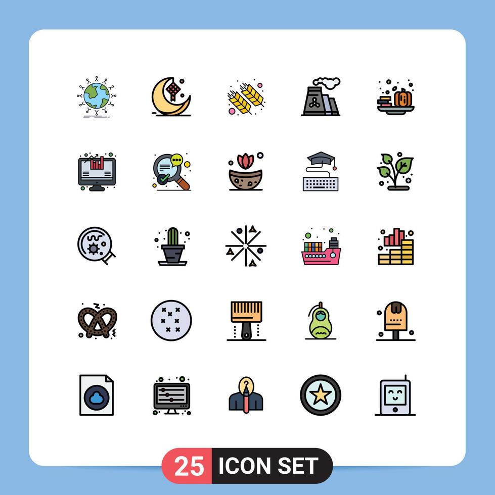 25 iconos creativos signos y símbolos modernos de producción fábrica cinta trigo holi elementos de diseño vectorial editables vector