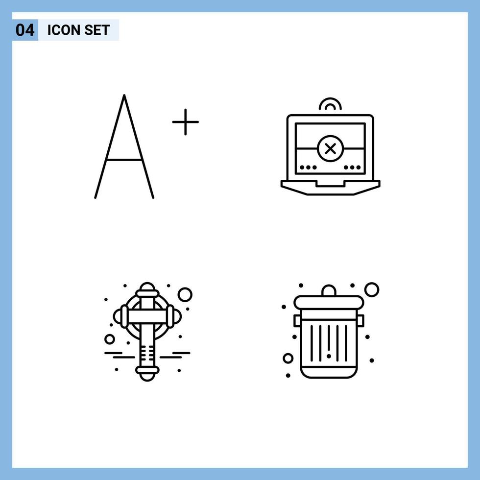 User Interface Pack of 4 Basic Filledline Flat Colors of font delete computing ireland trash Editable Vector Design Elements