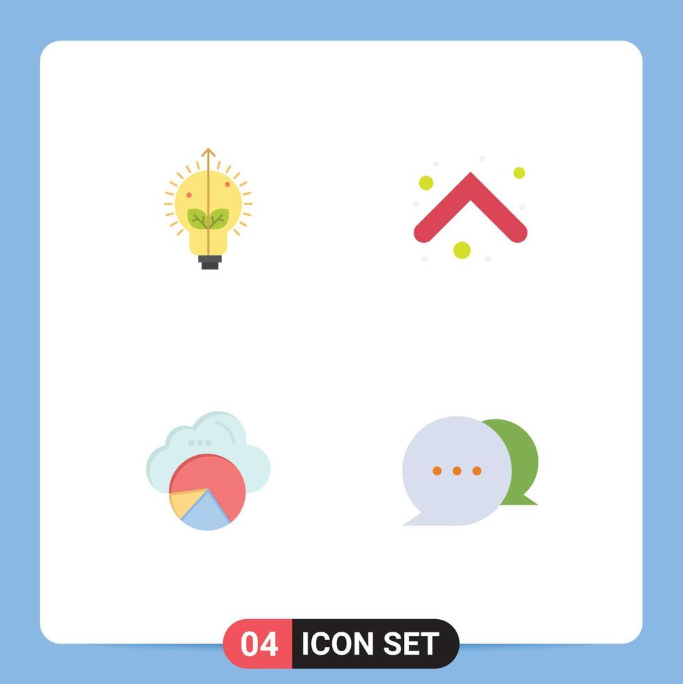 Modern Set of 4 Flat Icons and symbols such as success cloud light up cloud scince Editable Vector Design Elements
