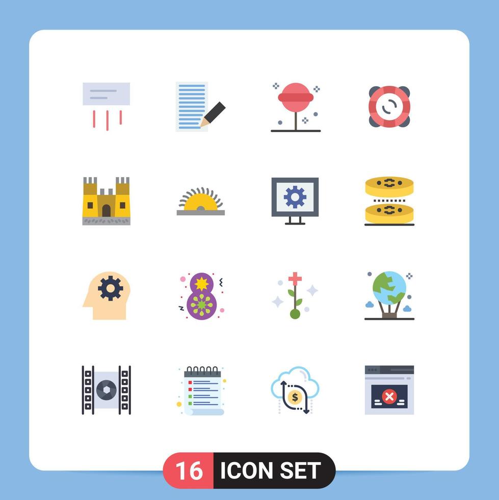 16 iconos creativos signos y símbolos modernos de aire confect casa sobre piruleta paquete editable de elementos creativos de diseño de vectores