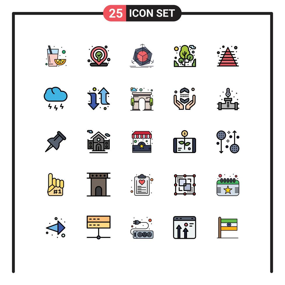 Universal Icon Symbols Group of 25 Modern Filled line Flat Colors of cloud marketing modification finance camping Editable Vector Design Elements