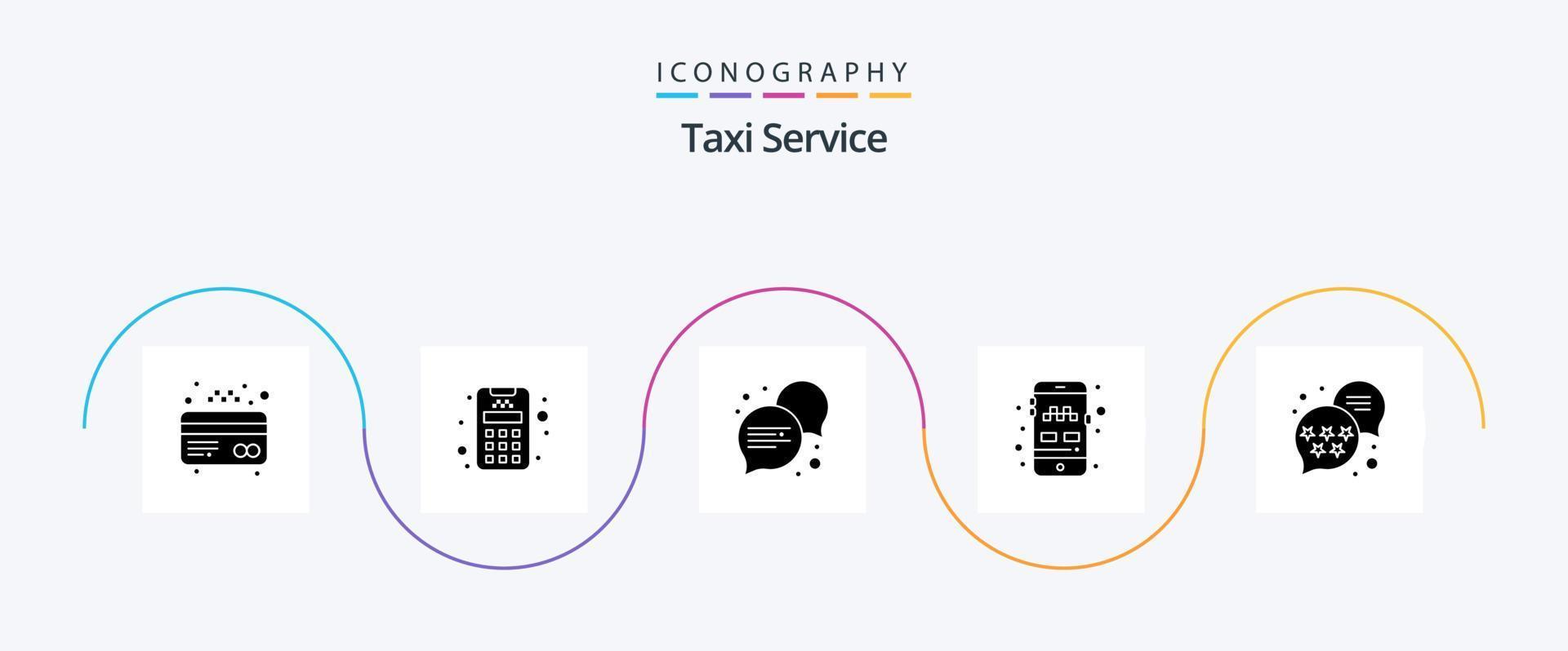 Taxi Service Glyph 5 Icon Pack Including . rating. dialogue. rank. transport vector