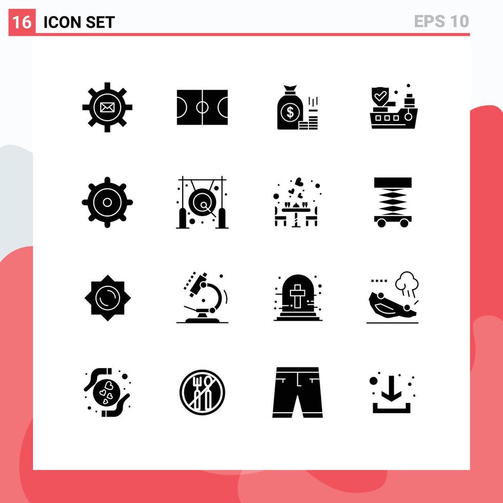 16 Creative Icons Modern Signs and Symbols of protection ship money wealth gold Editable Vector Design Elements