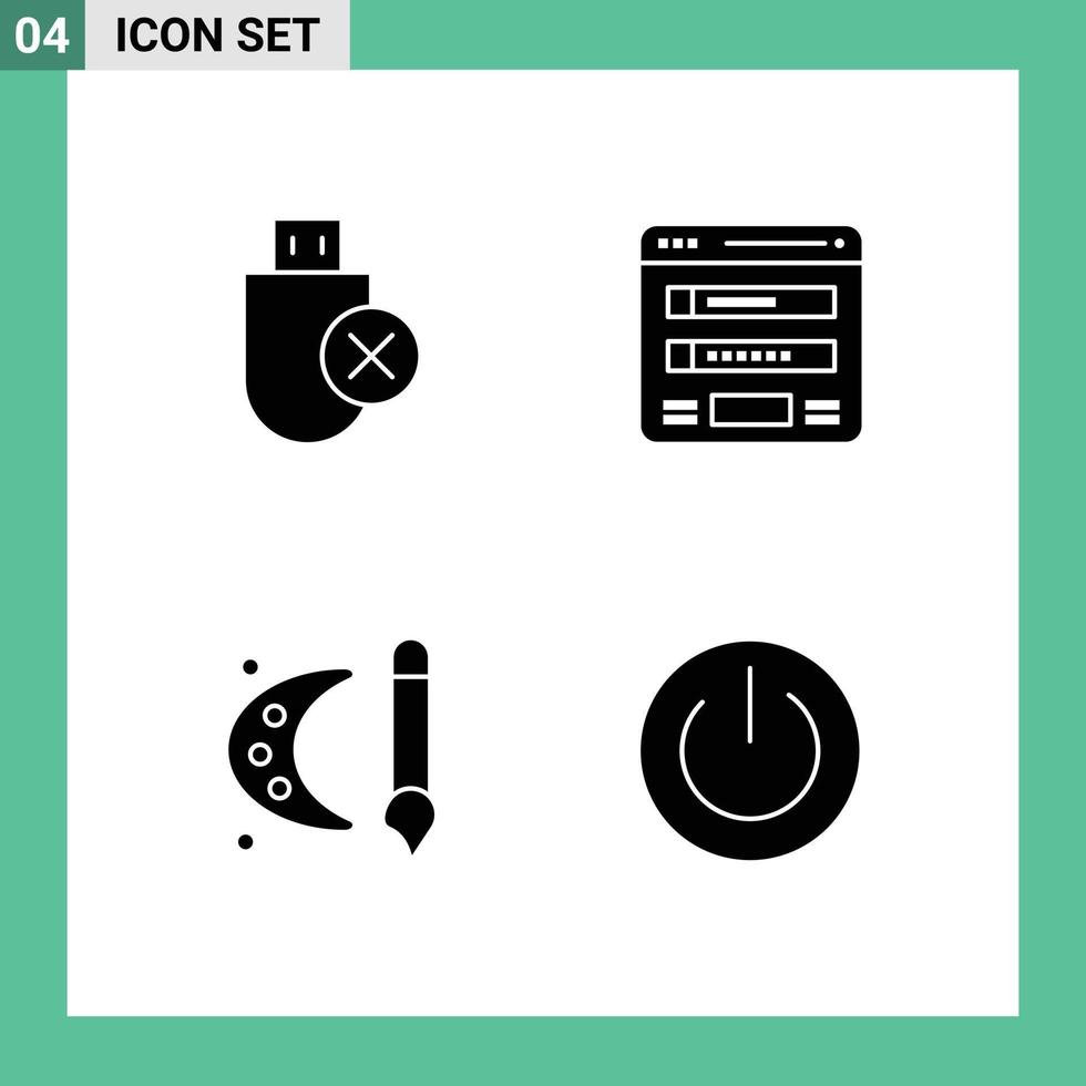 Universal Icon Symbols Group of Modern Solid Glyphs of computers web removed form paint pallet Editable Vector Design Elements