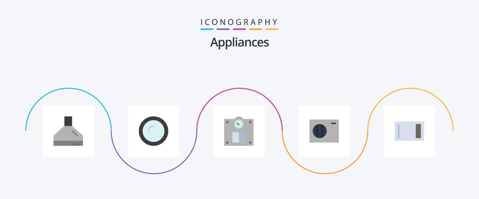 Appliances Flat 5 Icon Pack Including home. board. floor. appliances. conditioner vector