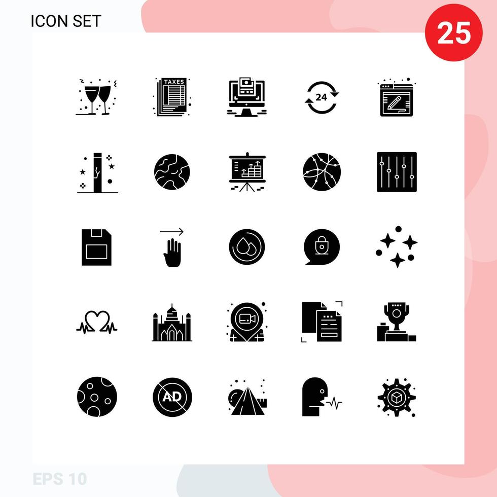 25 Creative Icons Modern Signs and Symbols of blog service computer round the clock hotel Editable Vector Design Elements