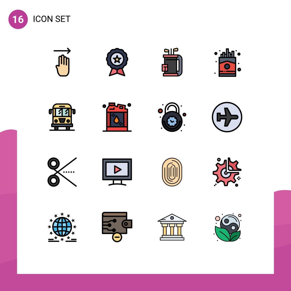 16 User Interface Flat Color Filled Line Pack of modern Signs and Symbols of french fast trusted chip golf Editable Creative Vector Design Elements