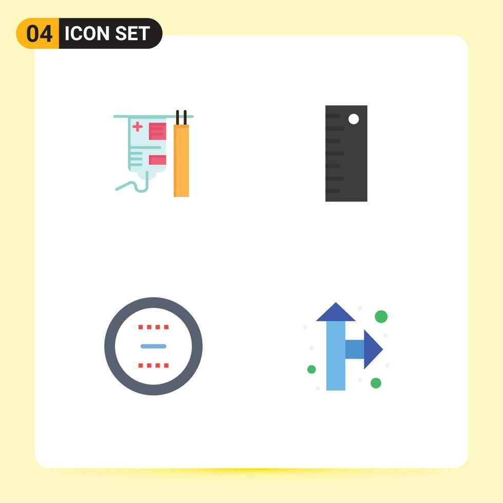 4 Creative Icons Modern Signs and Symbols of drip delete treatment ruler minus Editable Vector Design Elements