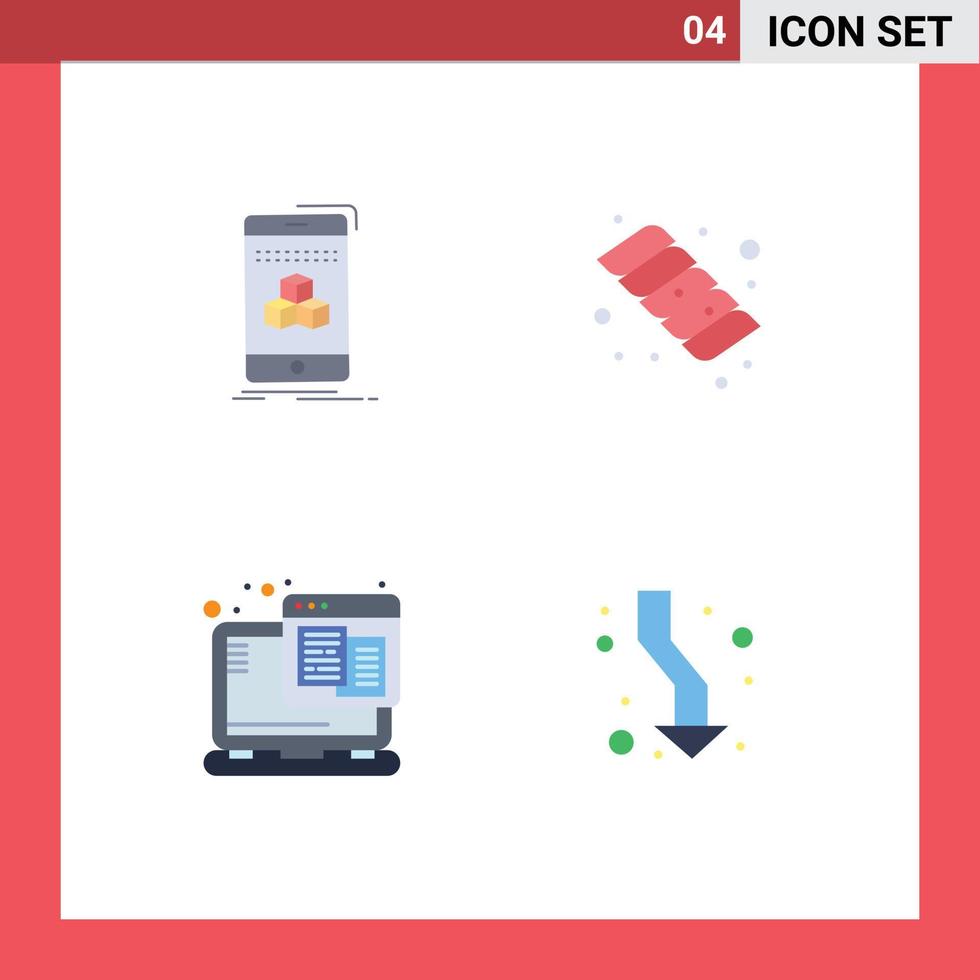 Set of 4 Modern UI Icons Symbols Signs for box web hosting product marshmallow arrow Editable Vector Design Elements