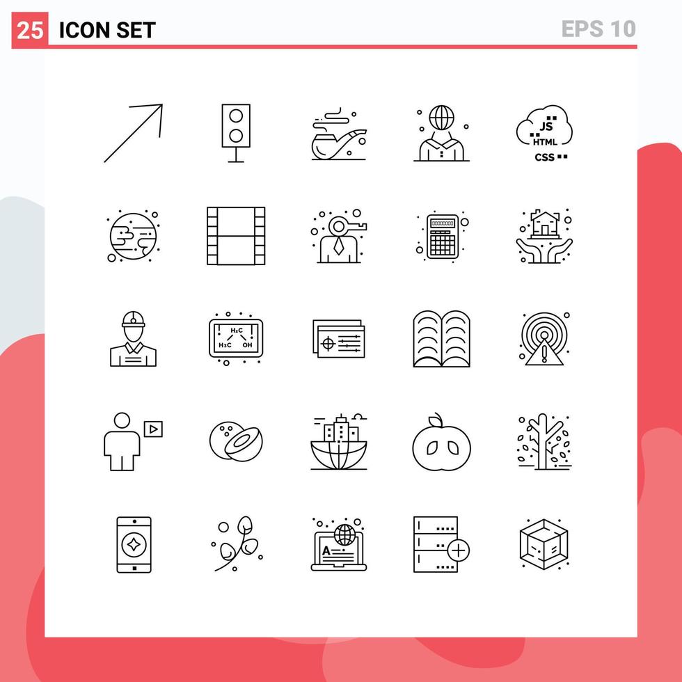 25 User Interface Line Pack of modern Signs and Symbols of code person pipe management human Editable Vector Design Elements