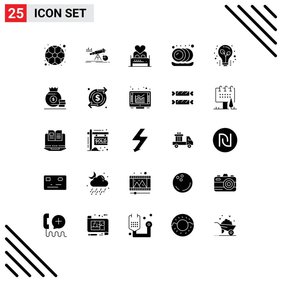 paquete de iconos vectoriales de stock de 25 signos de línea y símbolos para platos cocina sala de predicción pareja elementos de diseño vectorial editables vector