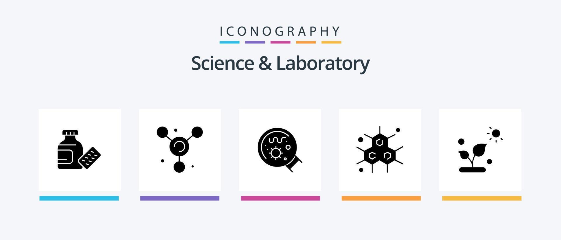 Science Glyph 5 Icon Pack Including . science. magnifier. plant. science. Creative Icons Design vector
