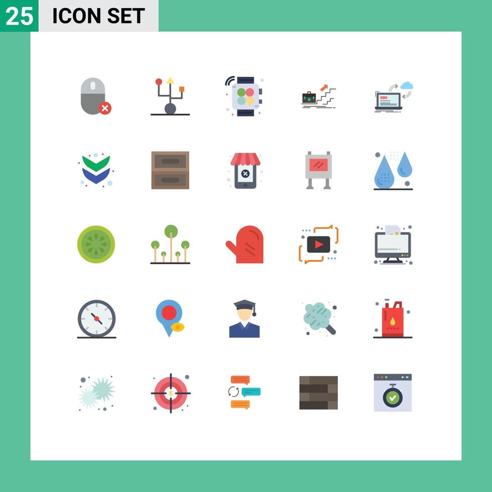 Flat Color Pack of 25 Universal Symbols of leadership career hardware business gym Editable Vector Design Elements