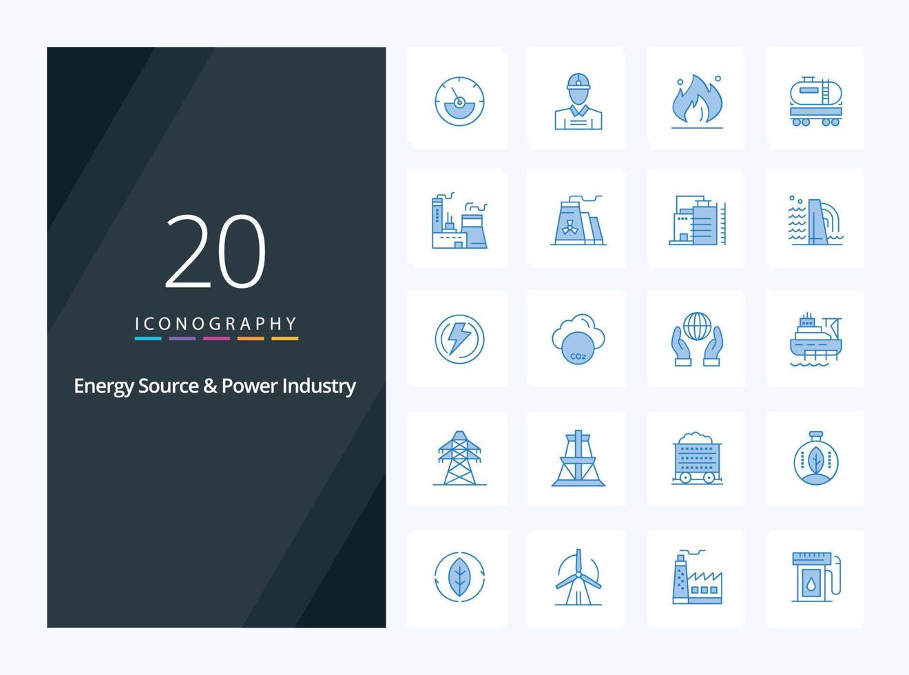 20 Energy Source And Power Industry Blue Color icon for presentation vector