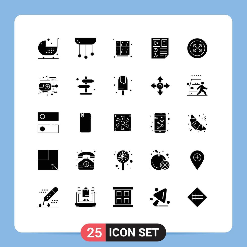 25 Thematic Vector Solid Glyphs and Editable Symbols of page data interior school locker Editable Vector Design Elements