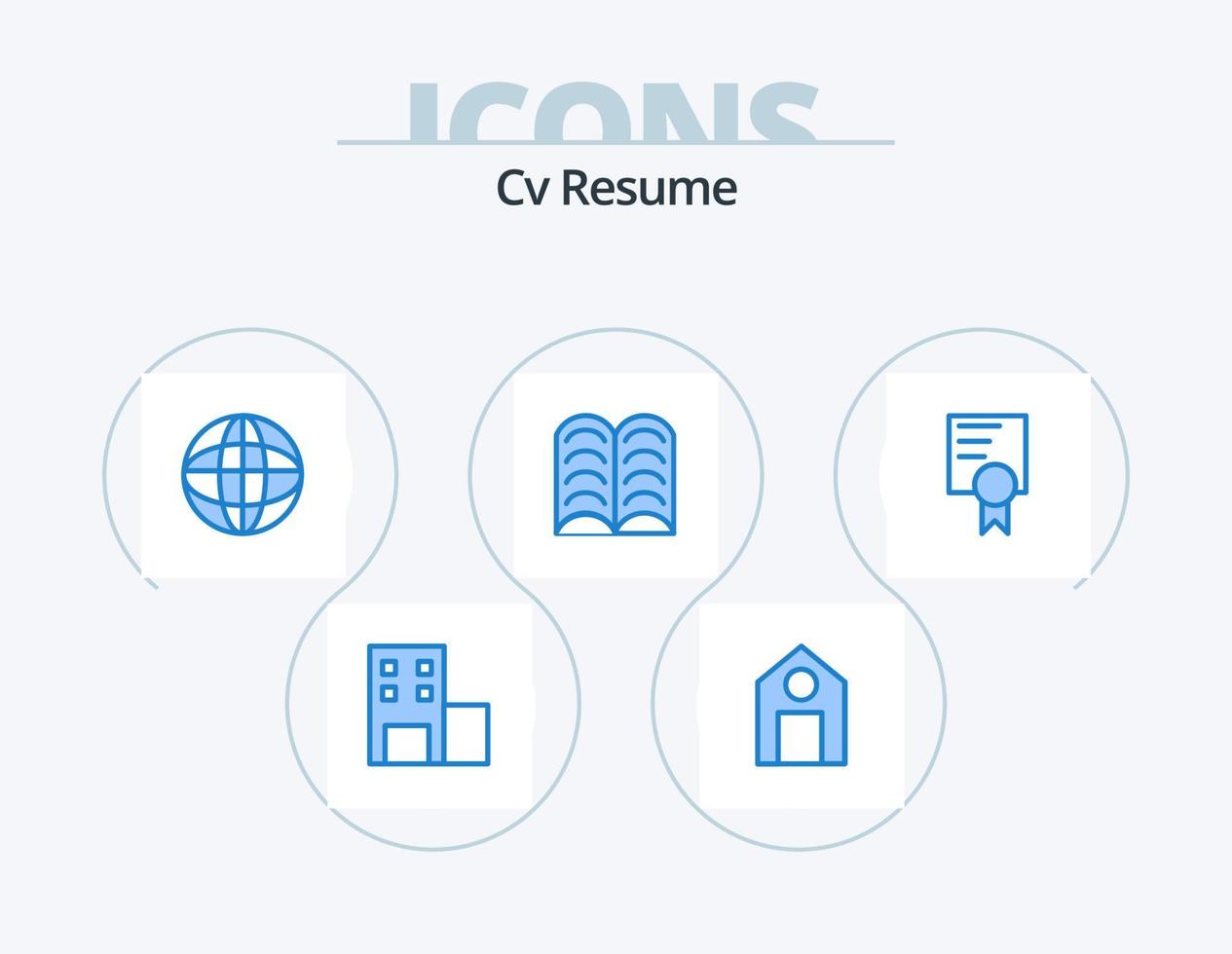 Cv Resume Blue Icon Pack 5 Icon Design. . school. globe. education. learn vector