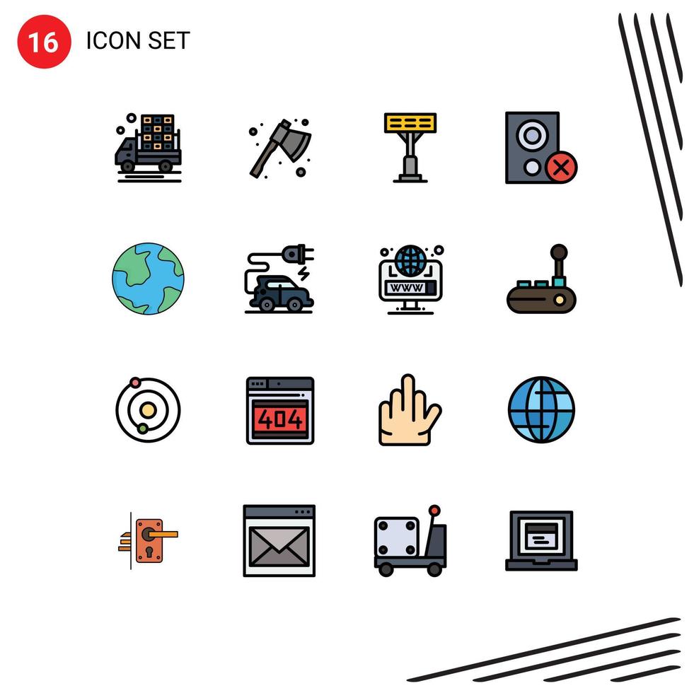 16 iconos creativos signos y símbolos modernos del globo eliminan dispositivos de hardware de construcción elementos de diseño de vectores creativos editables