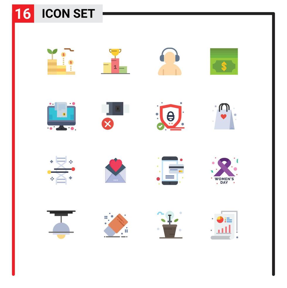 16 iconos creativos signos y símbolos modernos de finanzas avatar dinero campeón hombre paquete editable de elementos de diseño de vectores creativos