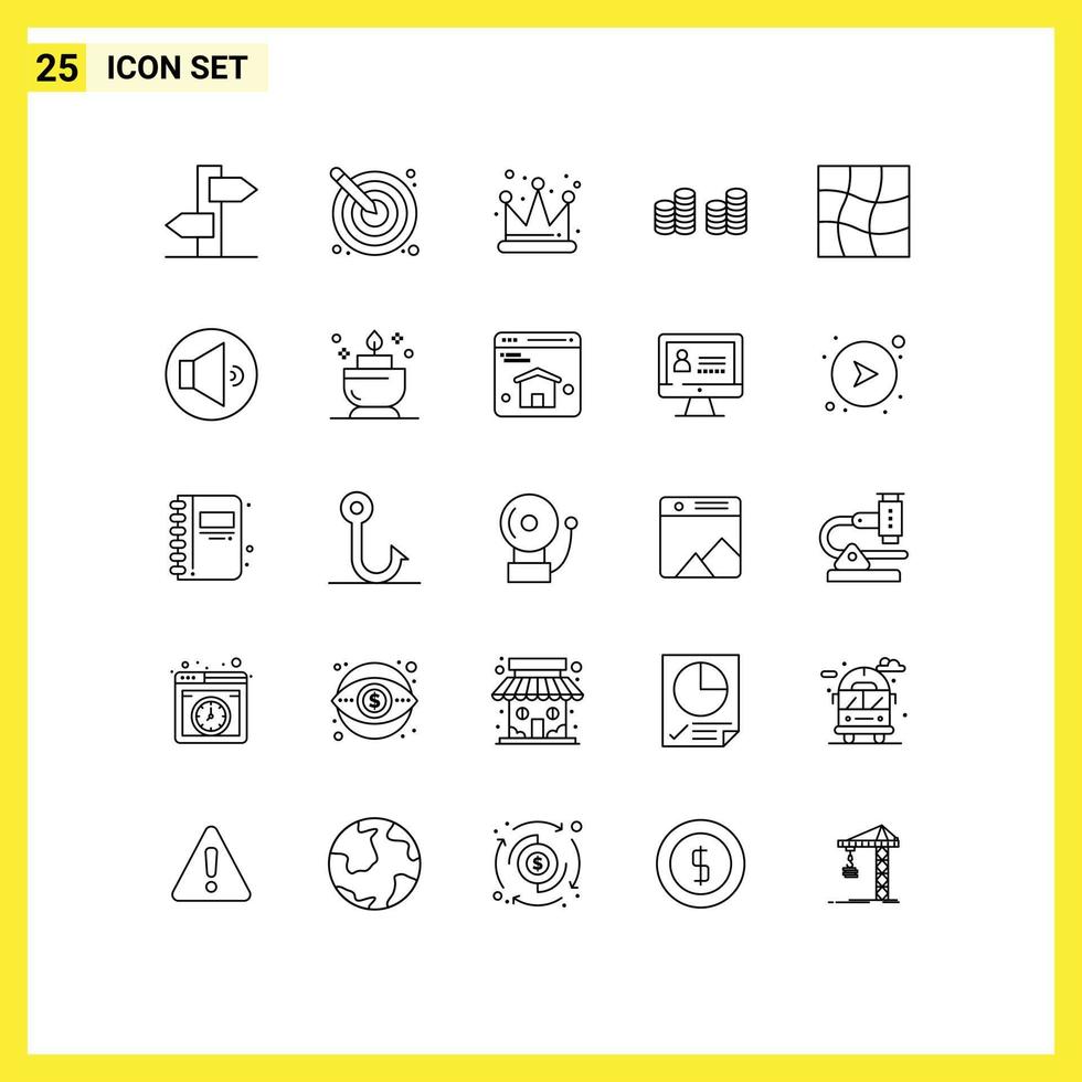 Universal Icon Symbols Group of 25 Modern Lines of warp distort design money cash Editable Vector Design Elements