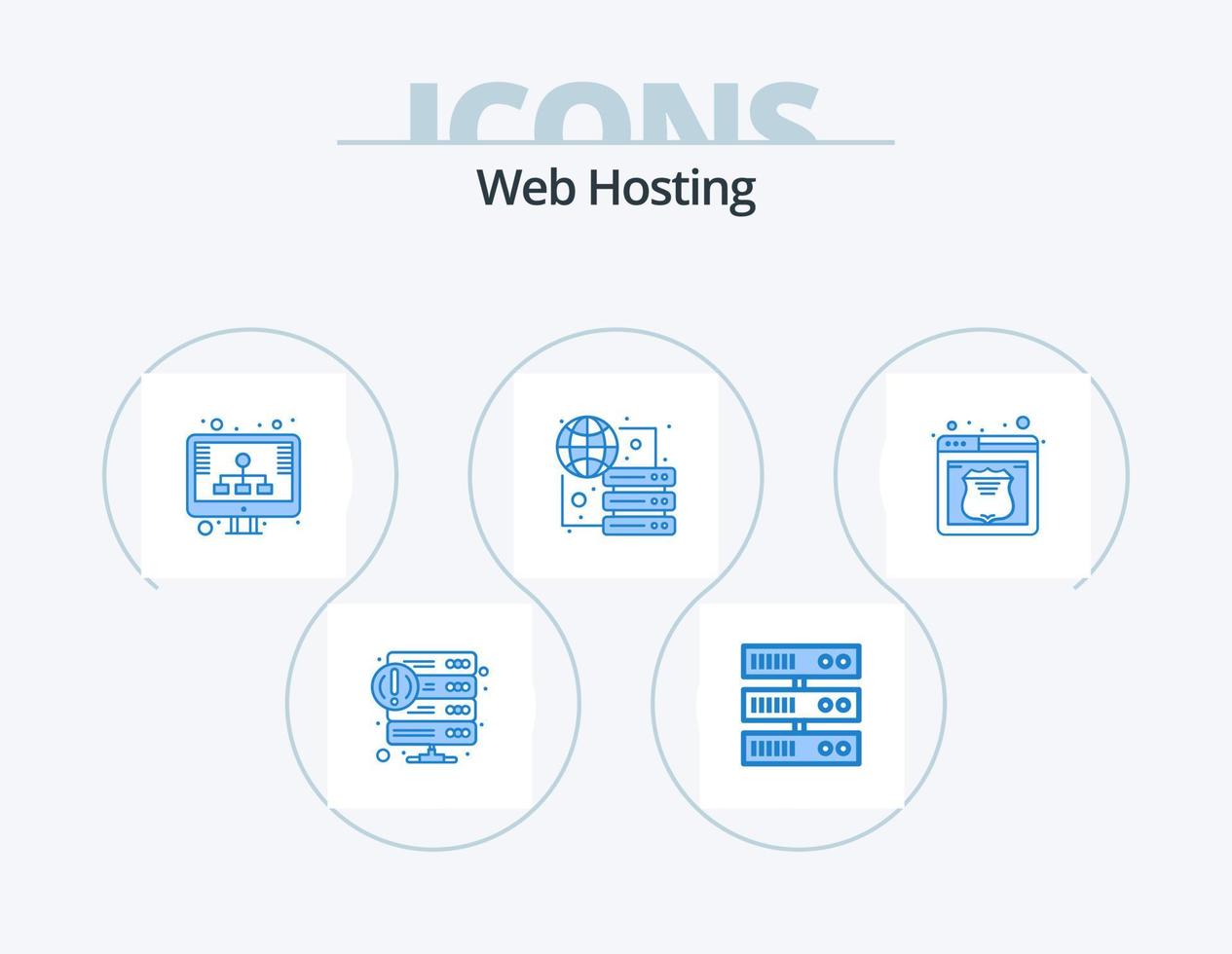 Web Hosting Blue Icon Pack 5 Icon Design. hosting. server. diagram. hosting. connect vector