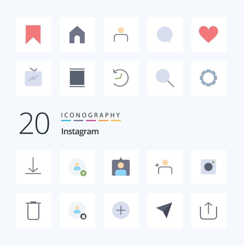 20 Instagram Flat Color icon Pack like sets social sets photo camera vector