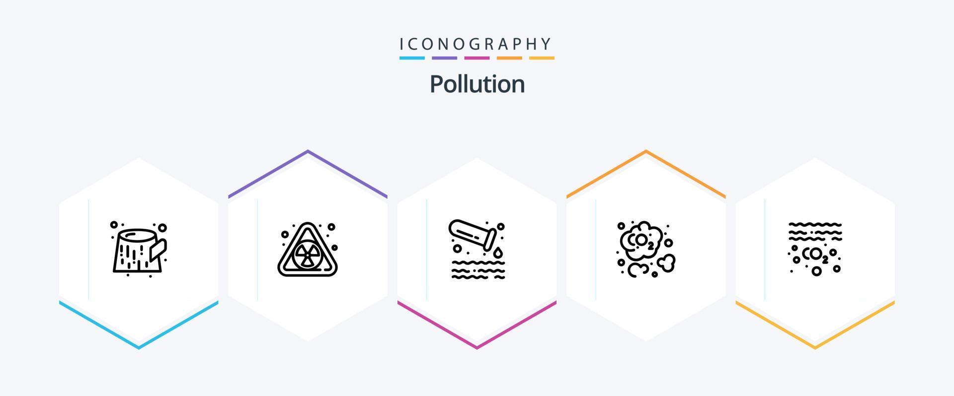 Pollution 25 Line icon pack including . pollution. tube. oil. co dioxide vector