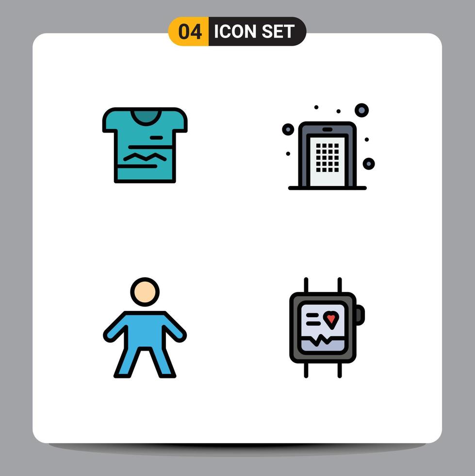 paquete de iconos de vector de stock de 4 signos y símbolos de línea para camisa niño uniforme personas móviles elementos de diseño de vector editables