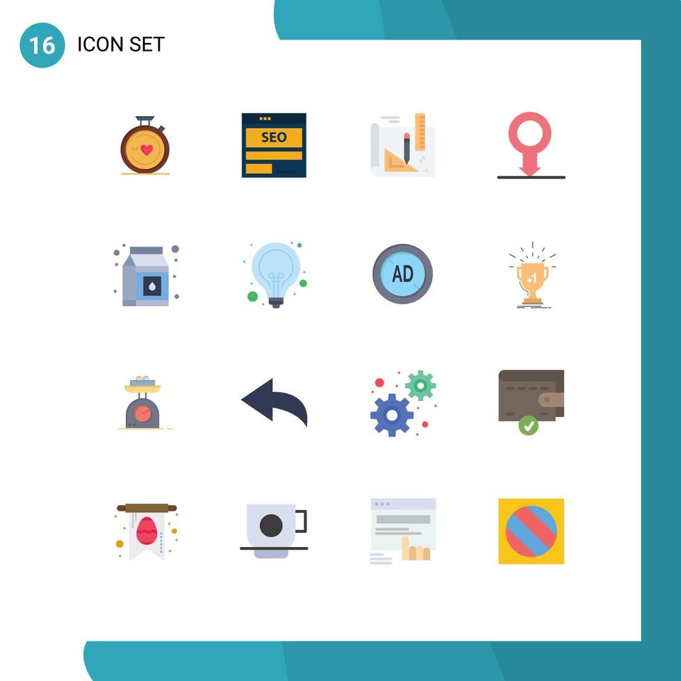 Set of 16 Modern UI Icons Symbols Signs for compass tech wedding data drawing Editable Pack of Creative Vector Design Elements