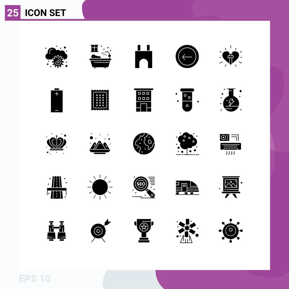 Stock Vector Icon Pack of 25 Line Signs and Symbols for celebration love castle tower interface back Editable Vector Design Elements