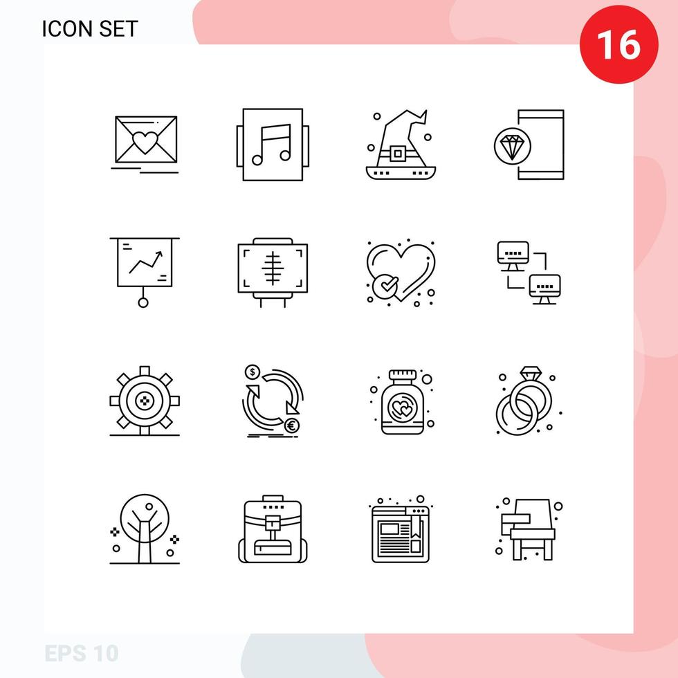 Set of 16 Vector Outlines on Grid for chart programming halloween development coding Editable Vector Design Elements