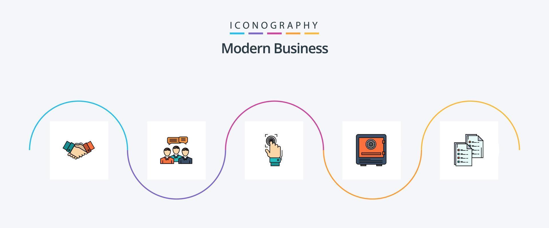 paquete de iconos de 5 planos llenos de línea de negocios moderna que incluye escaneo. escanear. consultante. reconocimiento. huella dactilar vector