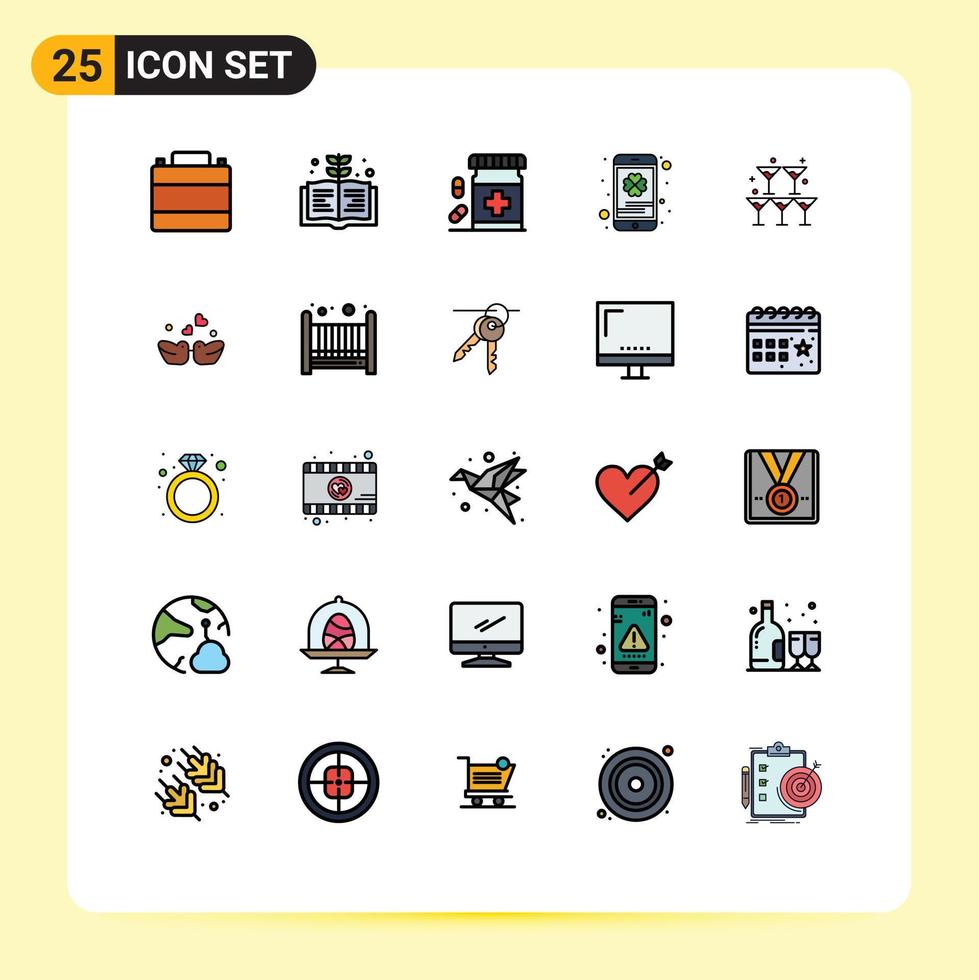 paquete de iconos de vector de stock de 25 signos y símbolos de línea para elementos de diseño de vector editables de forma móvil de botella de teléfono de vidrio