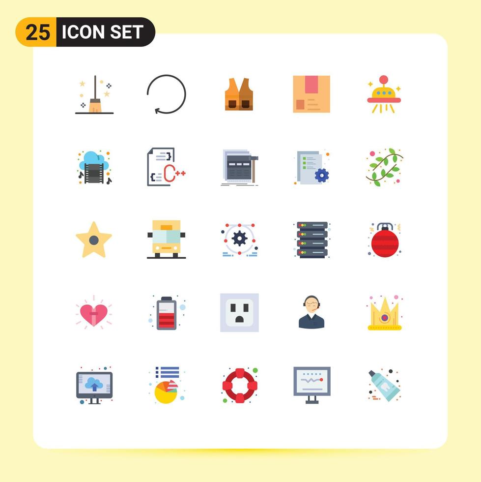 Universal Icon Symbols Group of 25 Modern Flat Colors of shipment package jacket commerce deliver Editable Vector Design Elements