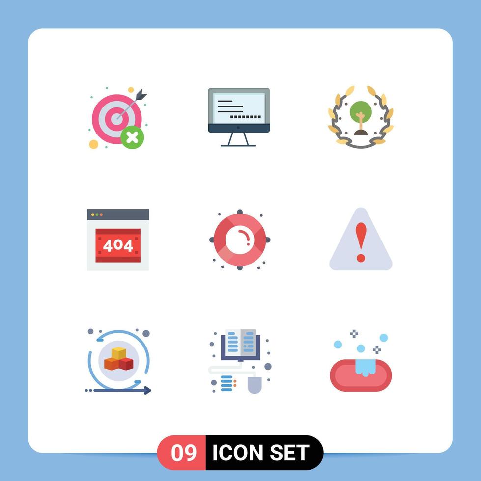 Set of 9 Modern UI Icons Symbols Signs for buoy http error education error page leaf Editable Vector Design Elements