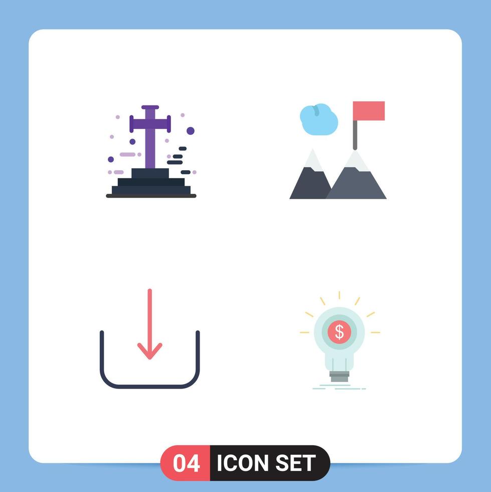 User Interface Pack of 4 Basic Flat Icons of cross ui halloween mountains financial Editable Vector Design Elements