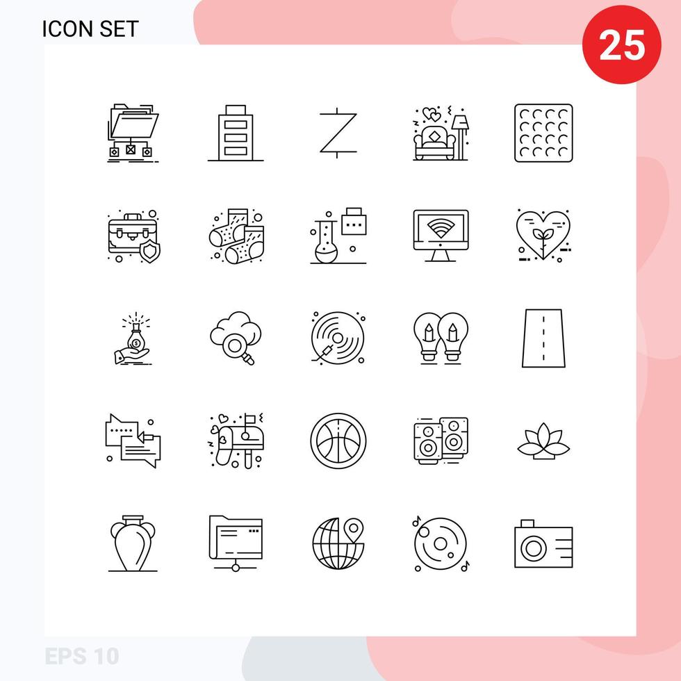 25 Universal Lines Set for Web and Mobile Applications wafer love z cash sofa couch Editable Vector Design Elements