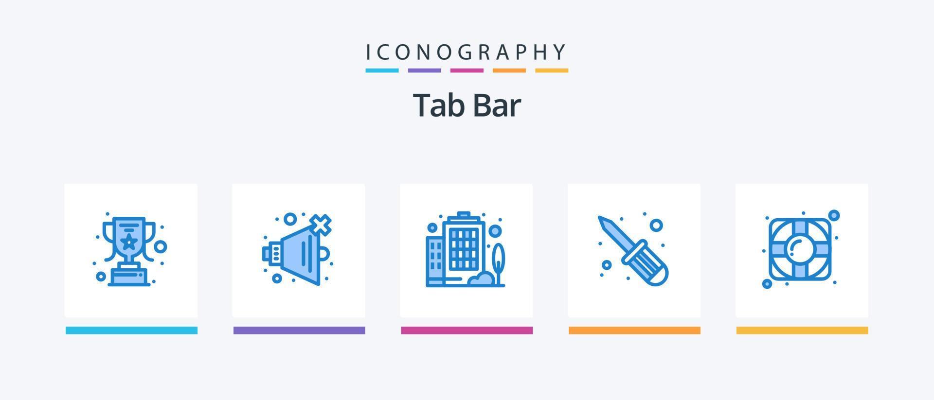 Tab Bar Blue 5 Icon Pack Including . company. support. help. Creative Icons Design vector