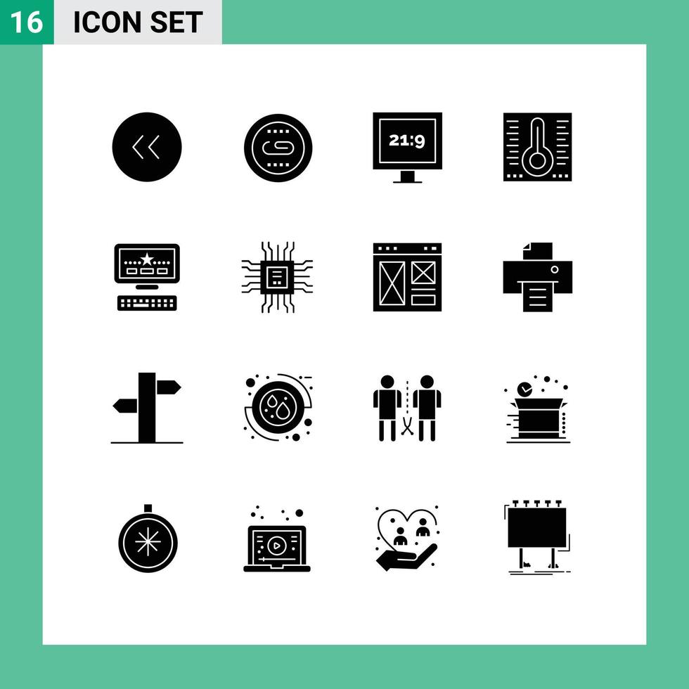 16 Solid Glyph concept for Websites Mobile and Apps keayboard computer search spa mercury Editable Vector Design Elements