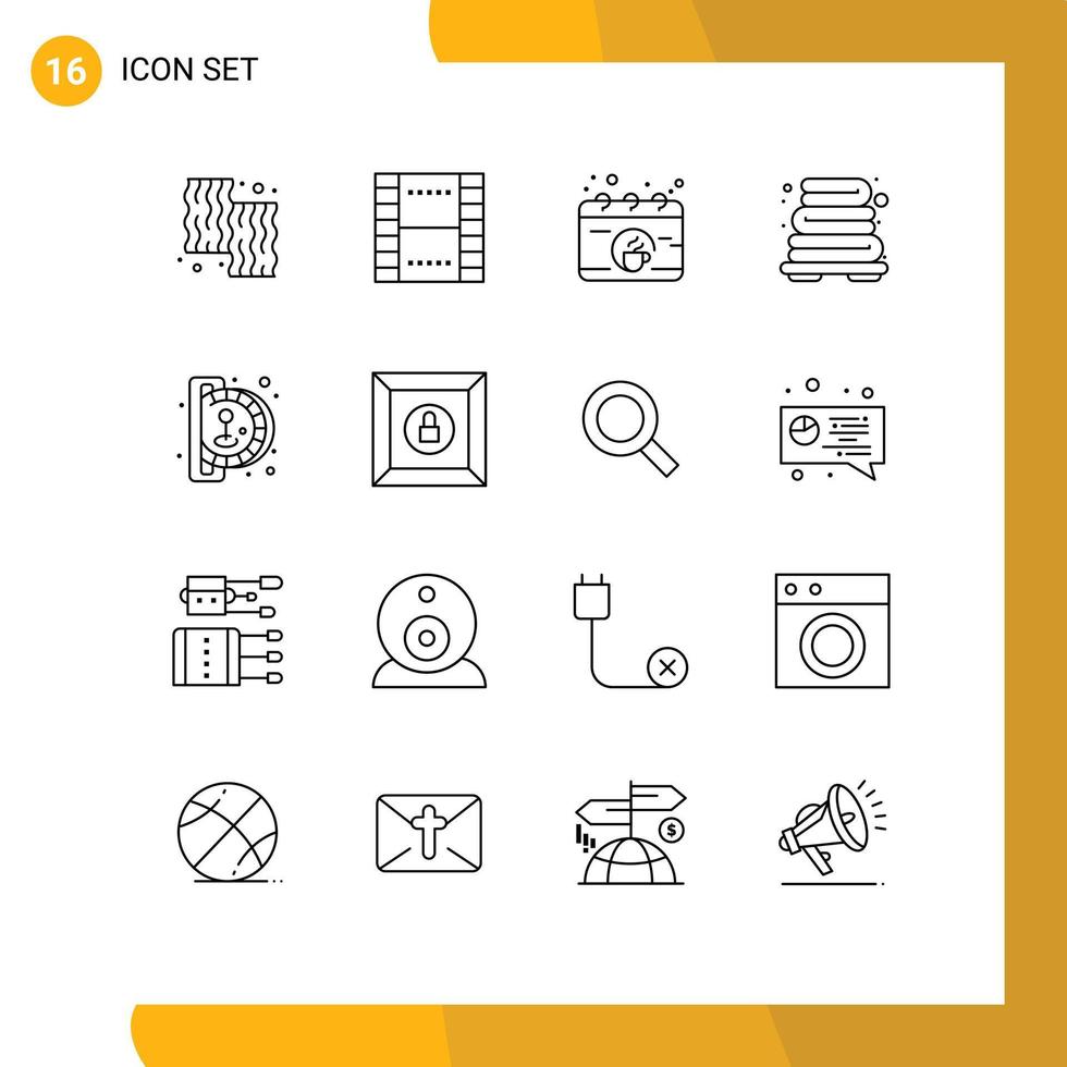 Pack of 16 creative Outlines of insert coin heating ui bathroom coffee Editable Vector Design Elements