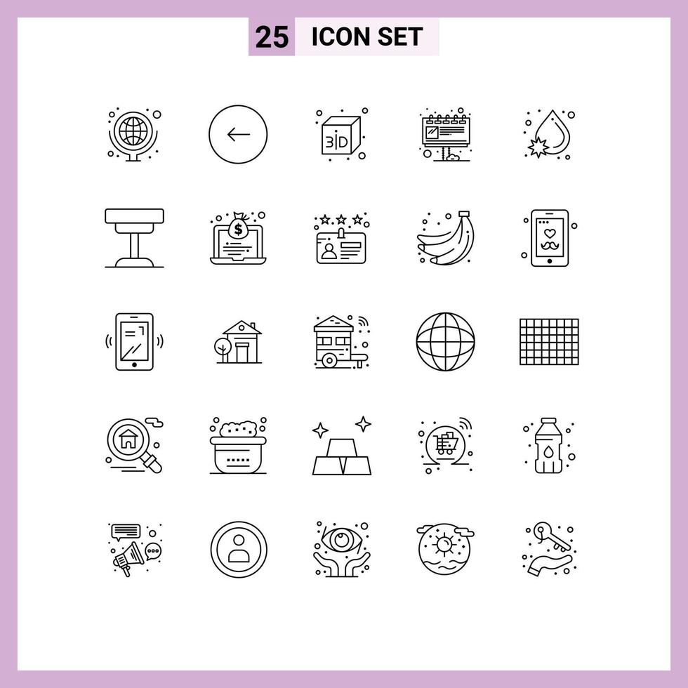Group of 25 Modern Lines Set for drop virus stop ad billboard Editable Vector Design Elements